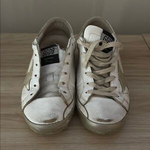 Golden Goose White and Gold Sneakers
